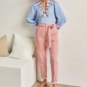 Boden. Taped leg, tie waist jeans